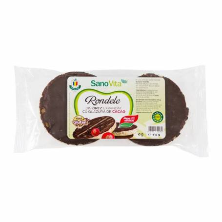 Rondele din orez cu glazura de cacao 75g - Sanovita