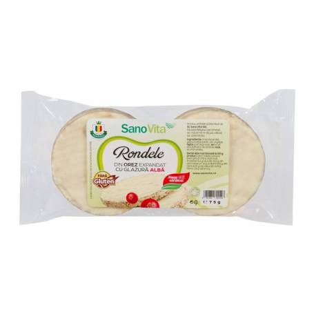 Rondele din orez cu glazura alba 75g - Sanovita