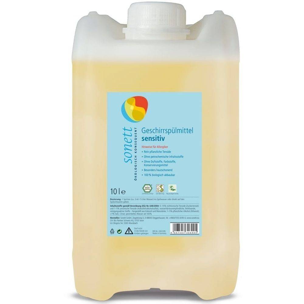 Detergent ecologic pt. spalat vase – sensitiv, 10l - sonett