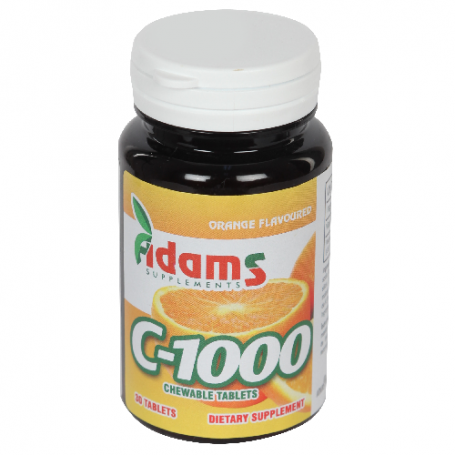 Vitamina C 1000mg cu aroma de portocale 30tb masticabile, ADAMS