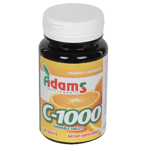 Vitamina c 1000mg cu aroma de portocale 30tb, adams