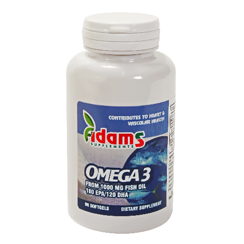 Omega 3 - epa180, dha120 - 1000 mg + vit e, 90cps, adams