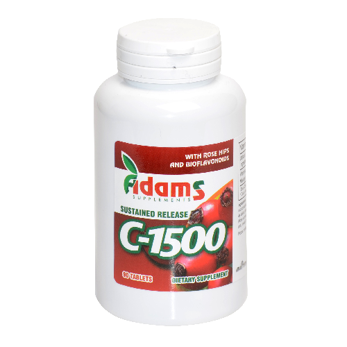 Vitamina c-1500 cu macese 90tb - adams