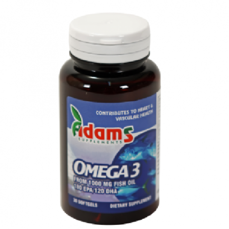 Omega 3 1000mg (EPA 180mg, DHA 120mg)  + Vitamina E - 30cps gelatinoase - ADAMS
