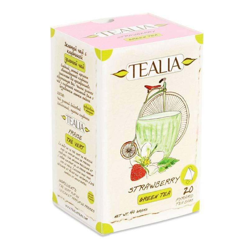 Ceai verde - pure ceylon cu aroma de capsuni 20pl - tealia - secom