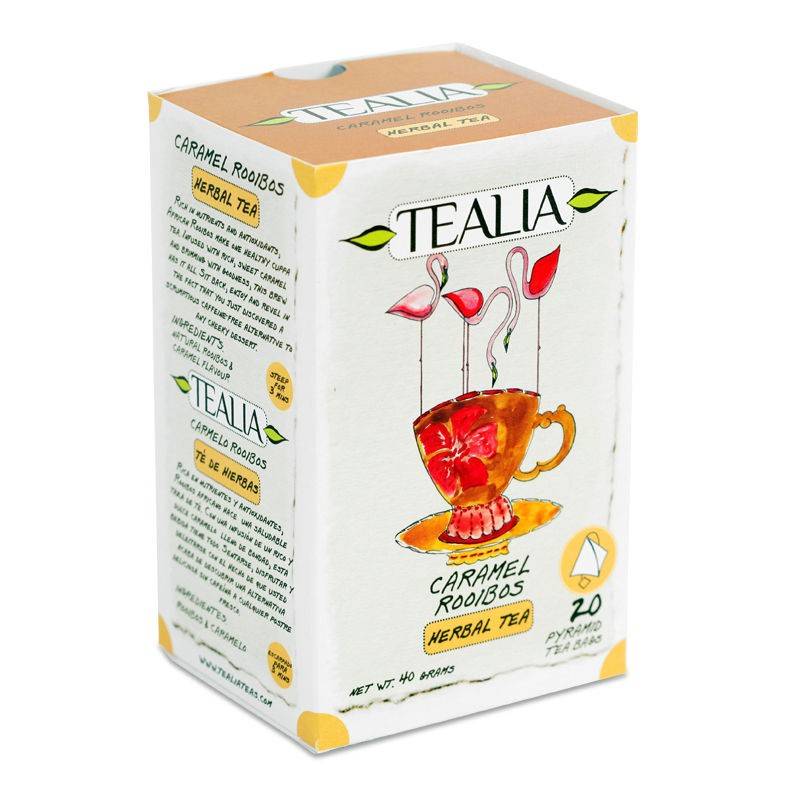 Ceai rooibos cu aroma de caramel fara cofeina 20pl - tealia - secom