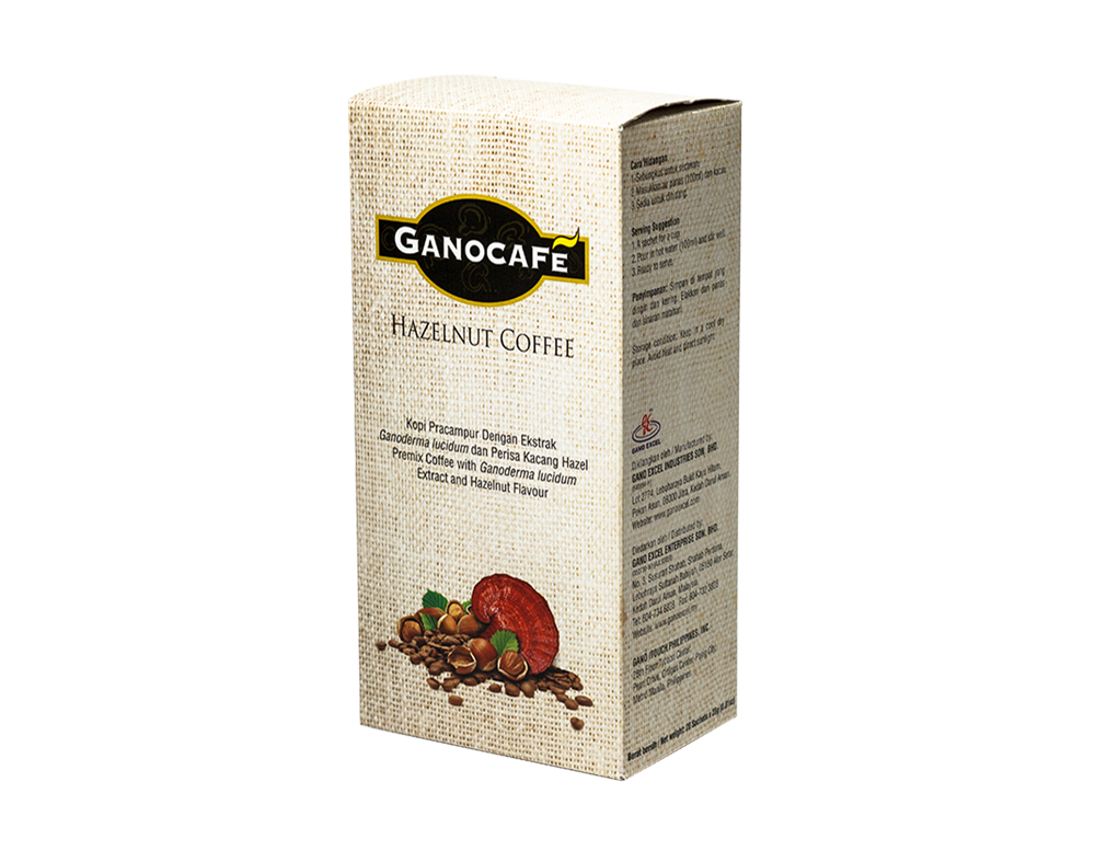 Gano Excel - Ganoderma Ganocafe hazelnut - cafea cu pudra de alune si extract de ganoderma - 20pl/cutie - gano excel
