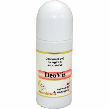 Deodorant gel roll-on bio DeoVis 75ml cu argint si aur coloidal AquaNano ylang ylang