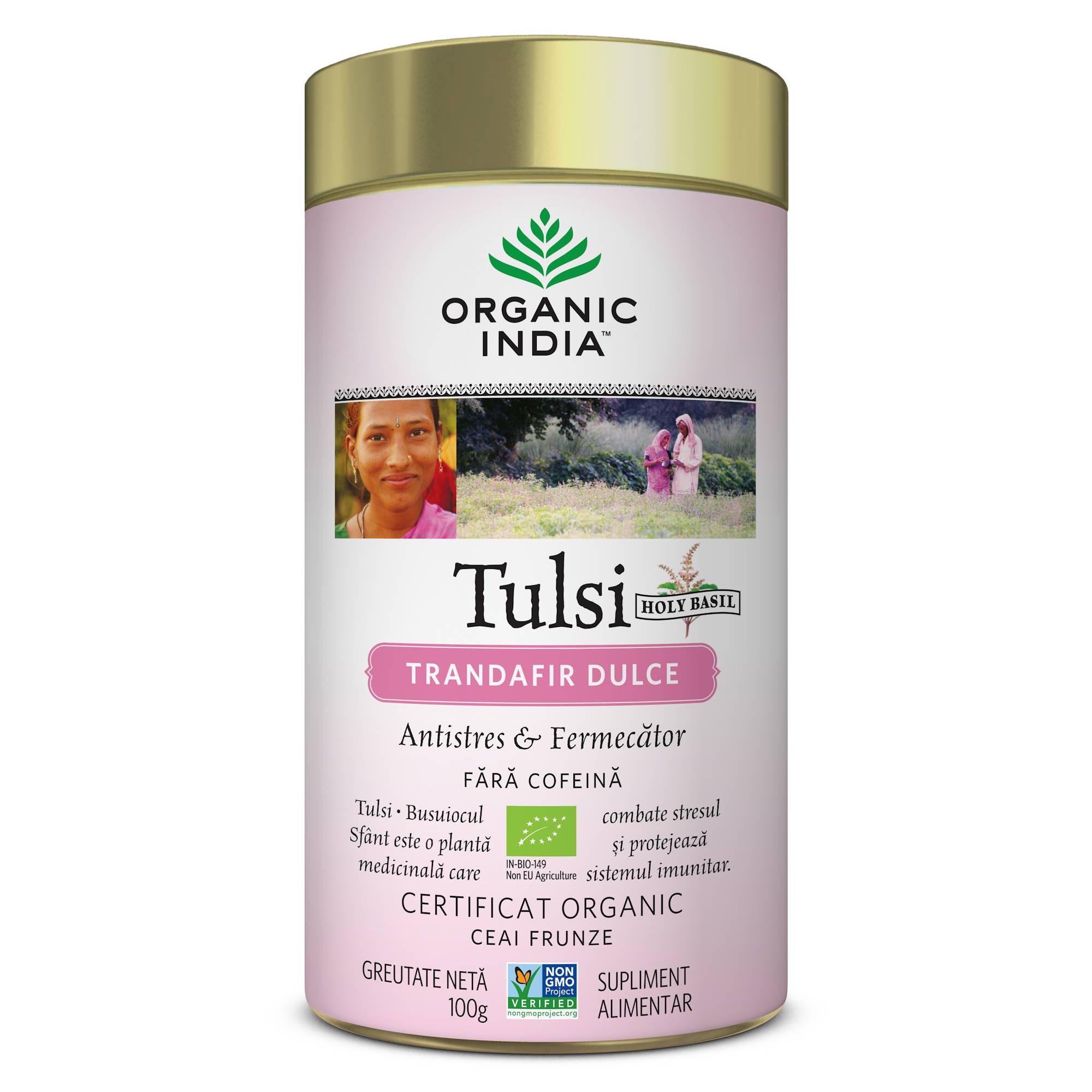 Ceai tulsi cu trandafir dulce - eco-bio - 100g - organic india