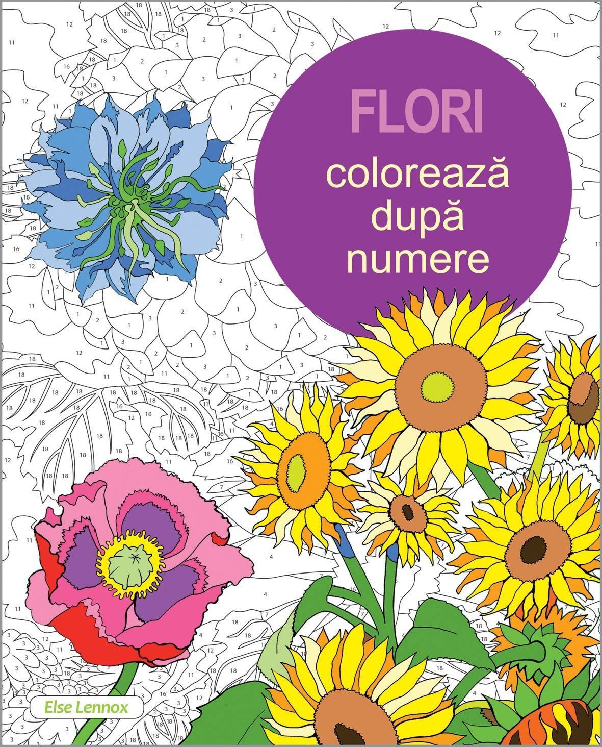 Coloreaza dupa numere - flori - else lennox - carte - dph
