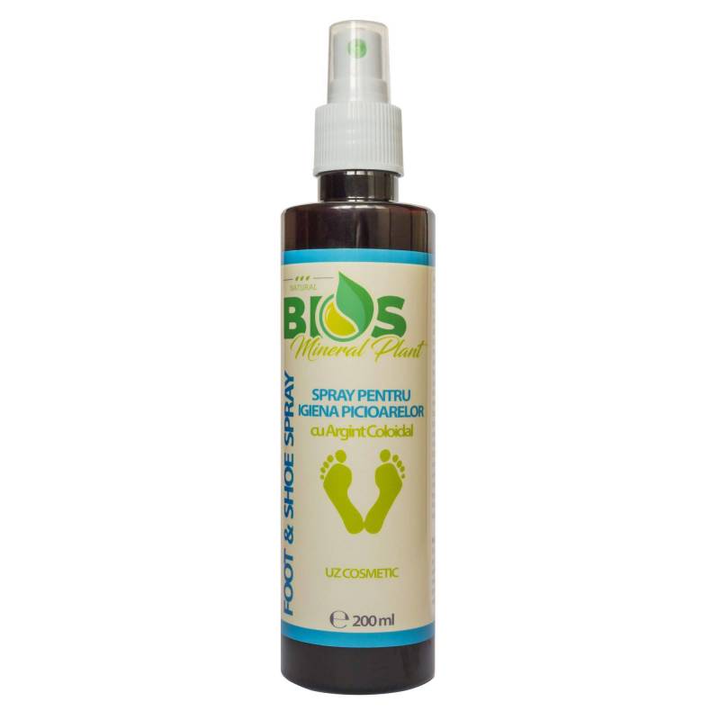 Spray pentru igiena picioarelor cu argint coloidal - 200ml - Bios