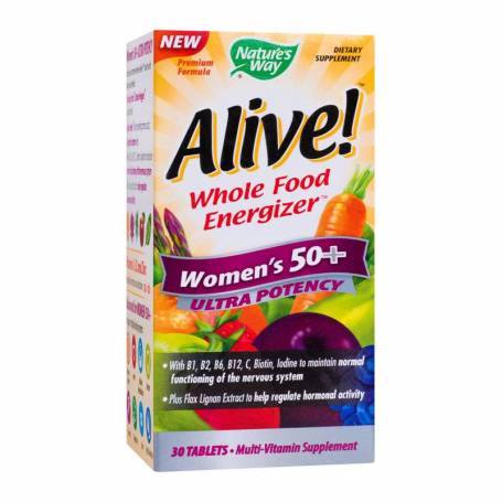 Alive! Women’s 50+ Ultra, mega nutrient pentru femei peste 50 de ani, 30 tablete, Natures Way, Secom