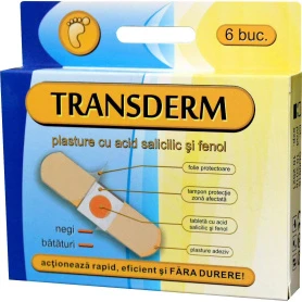 Plasturi cu acid salicilic si fenol - negi si bataturi, 6 buc - Transderm