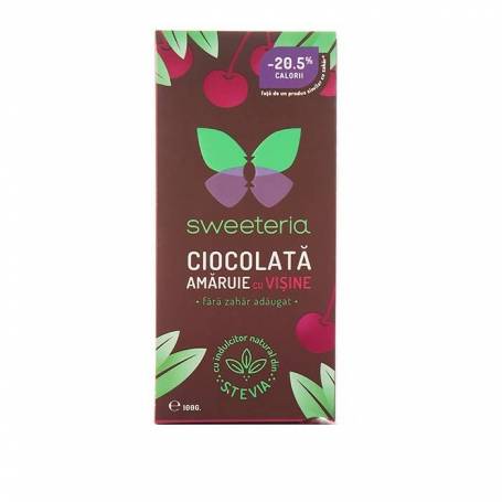 CIOCOLATA FARA ZAHAR AMARUIE CU VISINE 70% 100g, SWEETERIA