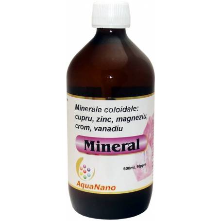 MINERAL cupru, zinc, magneziu, crom, vanadiu coloidal 10ppm 500ml, AQUANANO