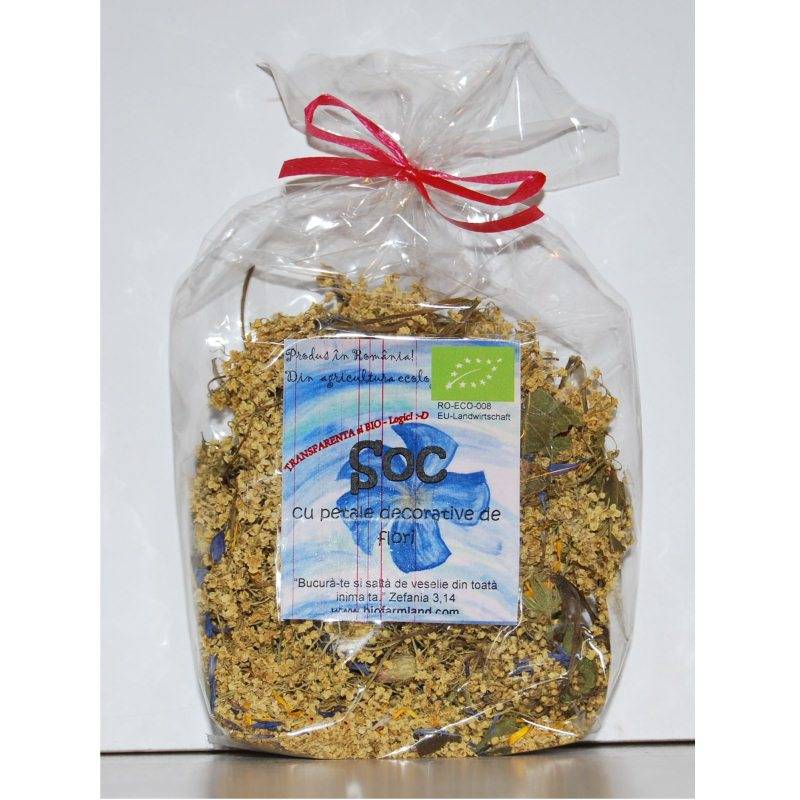 Ceai soc cu petale decorative de flori bio 30g - biofarmland