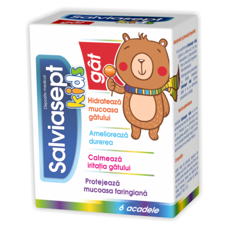 Salviasept Kids Gat - 6 acadele - Zdrovit