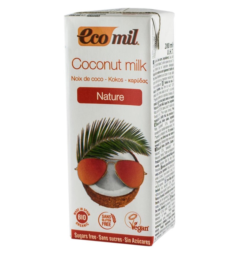 Lapte de cocos natur, eco-bio, 200ml - ecomil