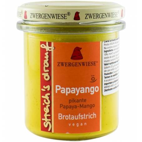 Crema tartinabila vegetala cu papaya picanta si mango, Papayango, eco - bio, fara gluten, 160 g, Zwergenwiese
