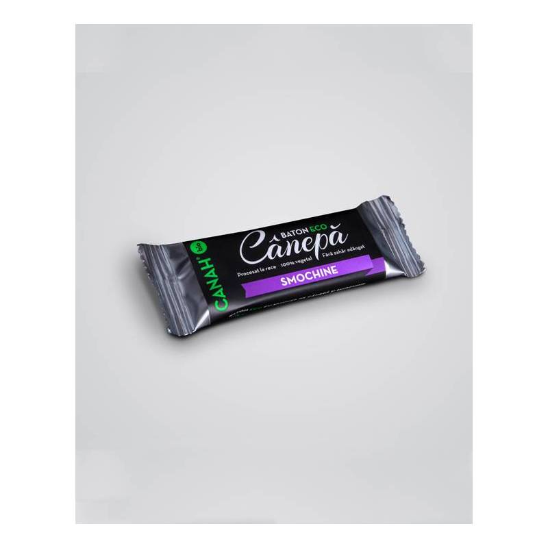 Baton raw bio cu seminte de canepa si smochine 48g CANAH