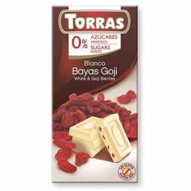 Ciocolata Alba cu Fructe Goji fara zahar 75g, Torras