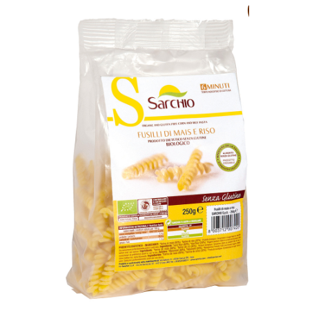 Paste fusili fara gluten cu porumb si orez fara gluten eco-bio 250g, Sarchio