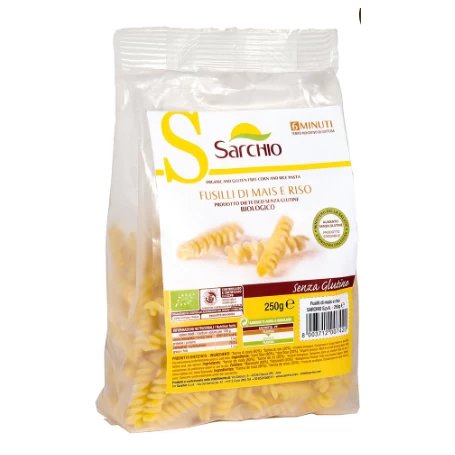 Paste fusili fara gluten cu porumb si orez fara gluten eco-bio 250g, Sarchio
