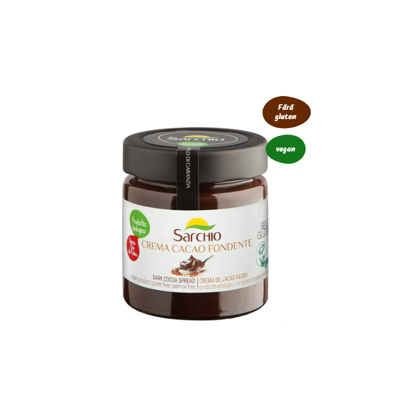 Crema de ciocolata neagra fara gluten eco-bio 200g, Sarchio