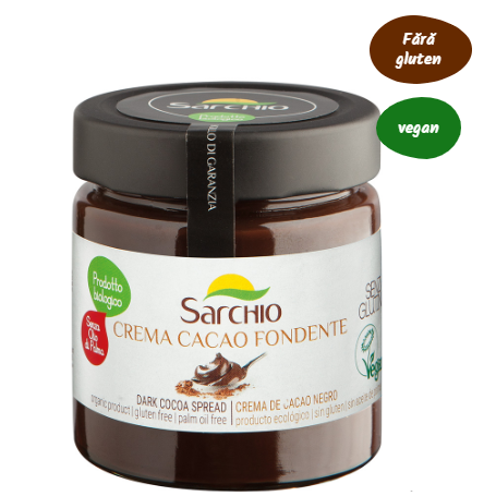 Crema de ciocolata neagra fara gluten eco-bio 200g, Sarchio
