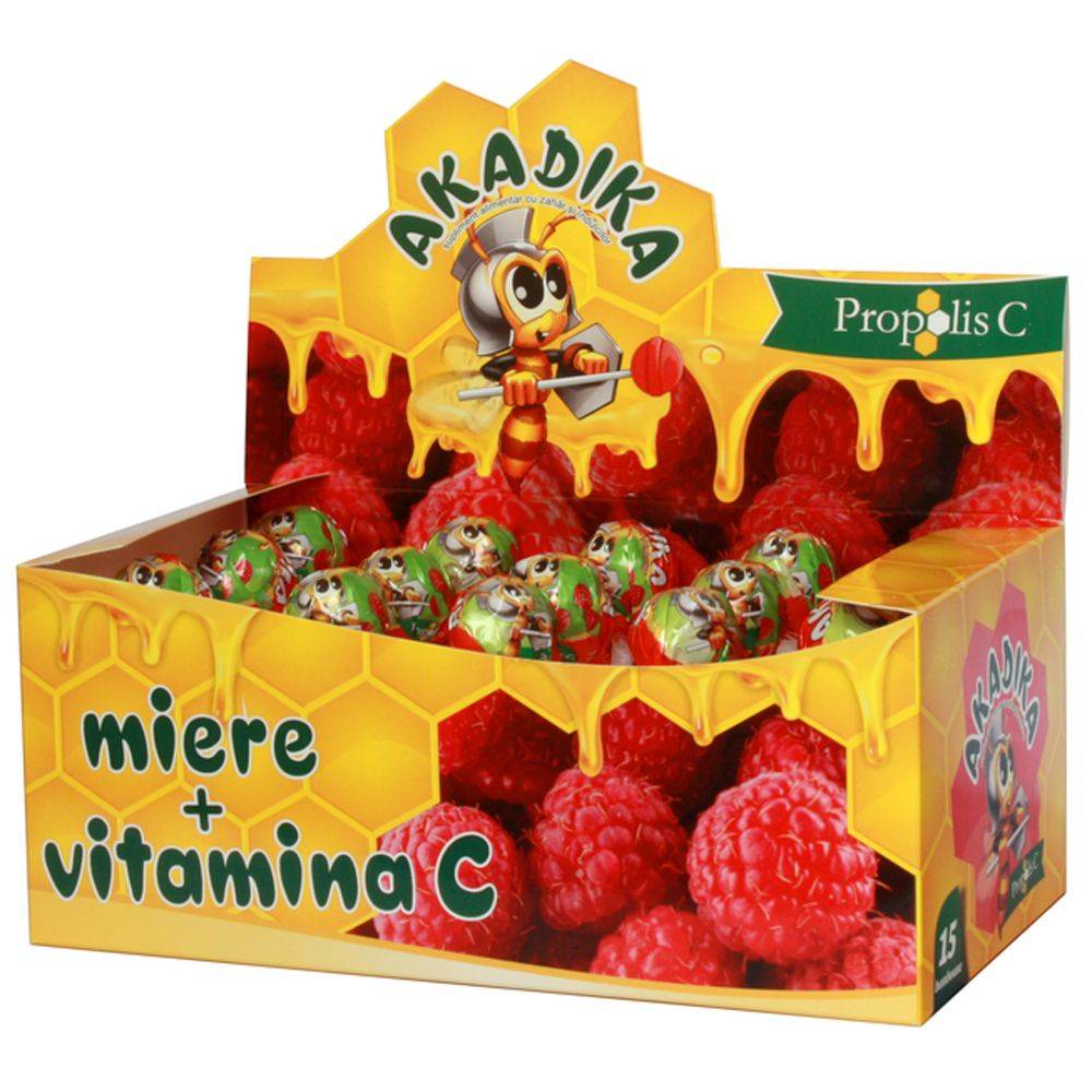 Acadele miere + vit c akadika 15buc, fiterman pharma