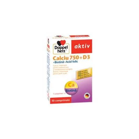 DOPPEL AKTIV CALCIU 750mg + D3 + BIOTIN 30cpr, Doppelherz