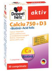 Doppel aktiv calciu 750mg + d3 + biotin 30cpr, doppelherz