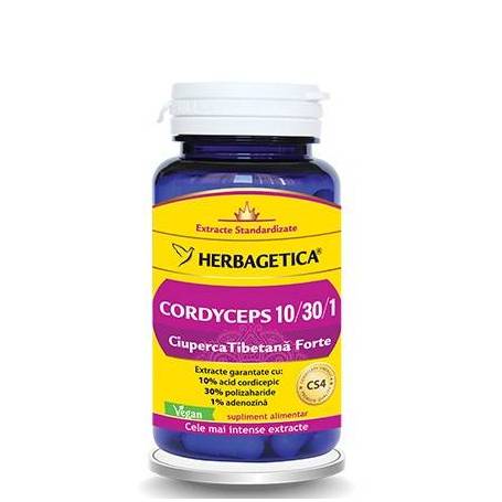 Cordyceps 10/30/1 Ciuperca Tibetana Forte 60cps - Herbagetica