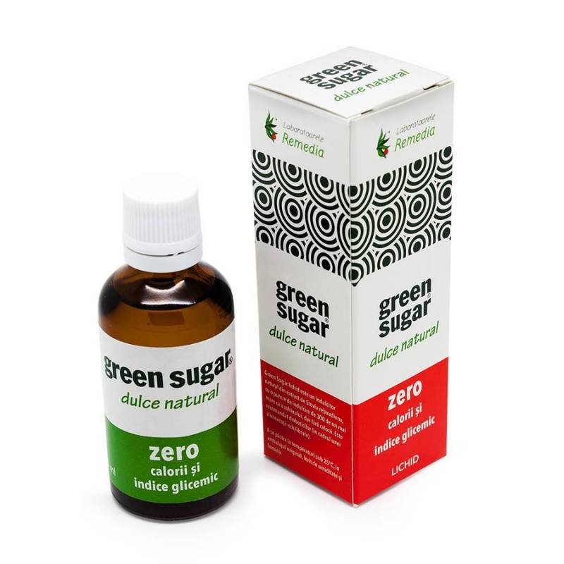 GREEN SUGAR INDULCITOR NATURAL STEVIA LICHID 50ml, REMEDIA