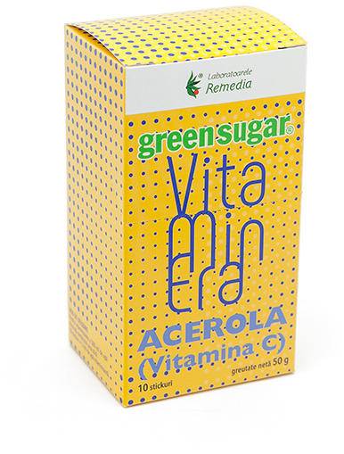 Green sugar vitaminera acerola 10 stickuri, remedia