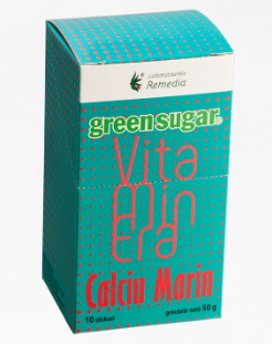 Green sugar vitaminera calciu marin 10 stickuri, remedia