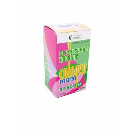 Smoothie cu Green Sugar Colagen Acerola + D2 10 stickuri, Remedia