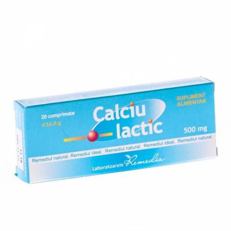 CALCIU LACTIC 500MG 20cpr, Remedia