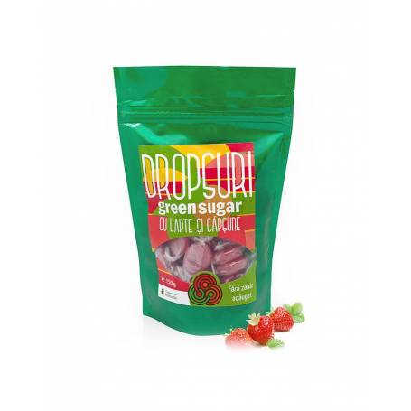 DROPSURI CU GREEN SUGAR LAPTE SI CAPSUNI 150g, Remedia