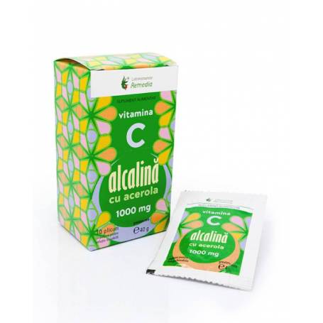 VITAMINA C 1000mg ALCALINA CU ACEROLA 10pl, Remedia