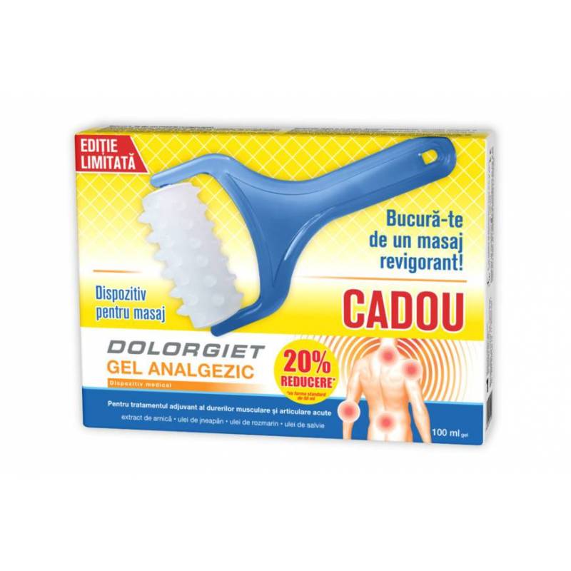 Dolorgiet gel analgezic 100ml 20% reducere + dispozitiv masaj cadou,