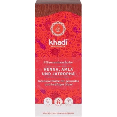 HENNA CU AMLA SI JATROPHA (ROSU) - VOPSEA DE PAR NATURALA 100G - KHADI