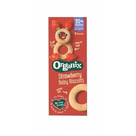 Biscuiti pentru bebelusi cu capsuni 54g 10+ ECO-BIO, Organix