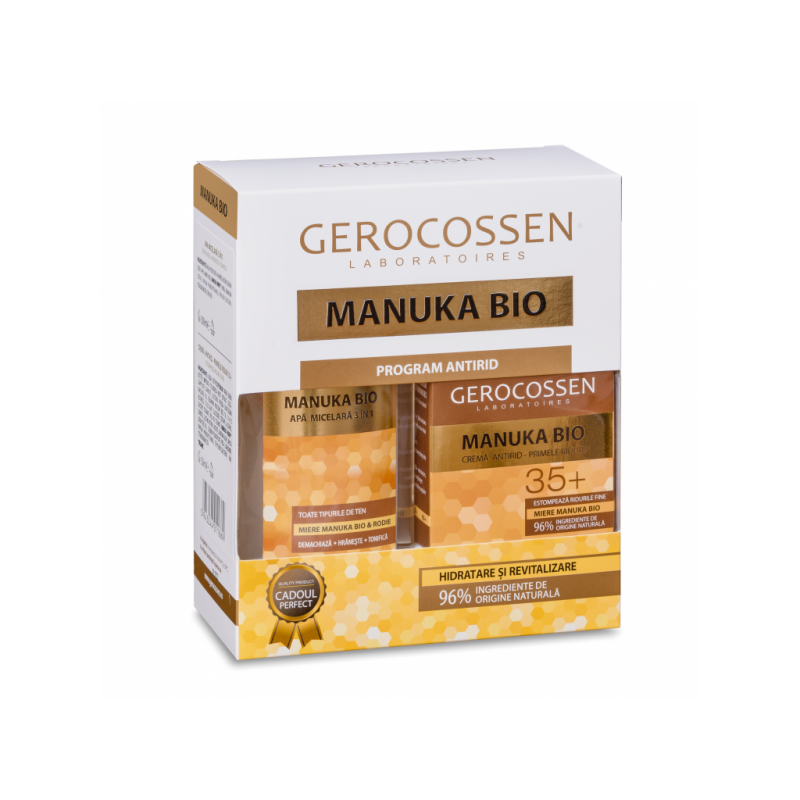 Caseta cadou Gerocossen Manuka Bio: crema hidratanta +25, apa micelara - Auchan online