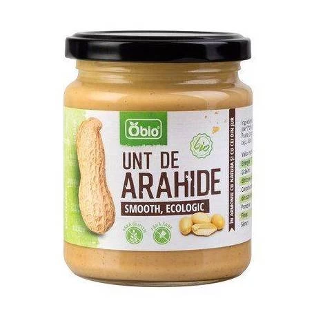 Unt de arahide smooth, eco-bio, 250g - Obio