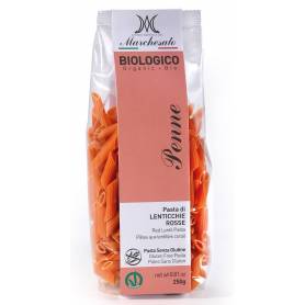 Penne din linte rosie, fara gluten, eco-bio, 250g - Marchesato