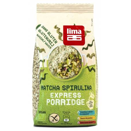 Porridge Express cu matcha si spirulina fara gluten, eco-bio, 350g - Lima
