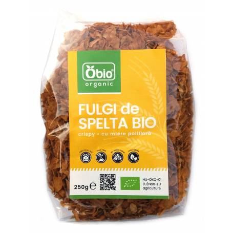 Fulgi de spelta crispy cu miere, eco-bio, 250g - OBIO