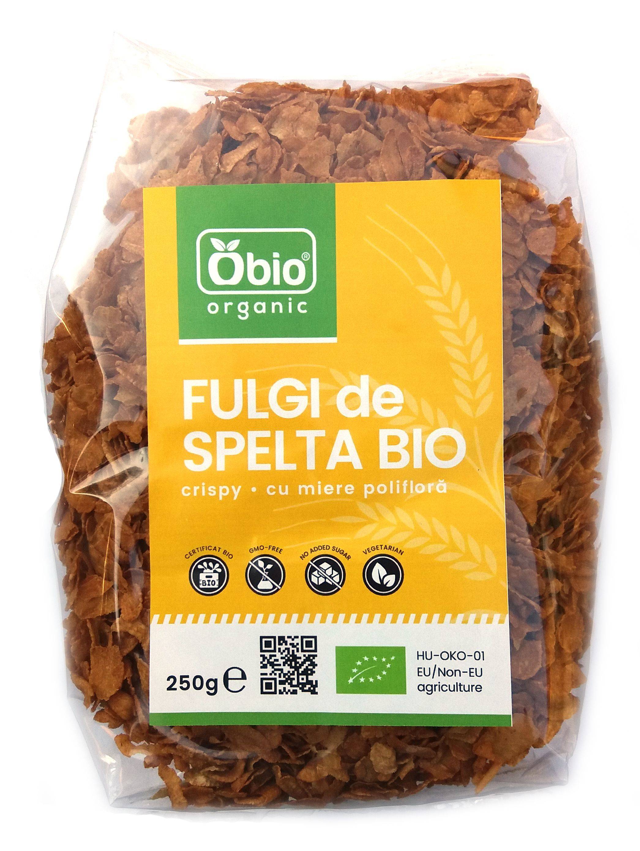 Fulgi de spelta crispy cu miere, eco-bio, 250g - obio