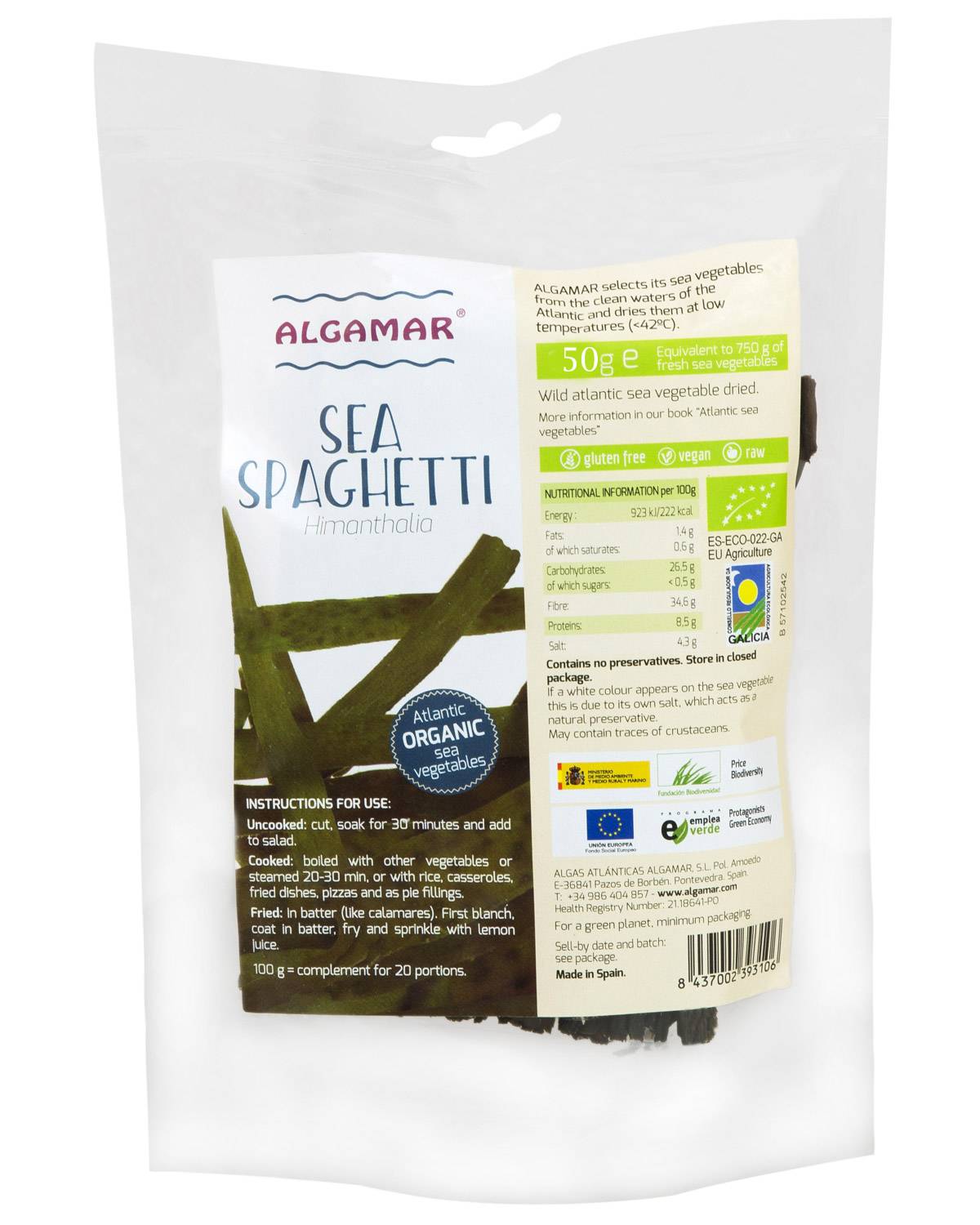 Alge sea spaghetti, eco-bio, 50g - algamar
